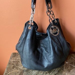 Michael Kors Pebble Leather Shoulder Bag in black